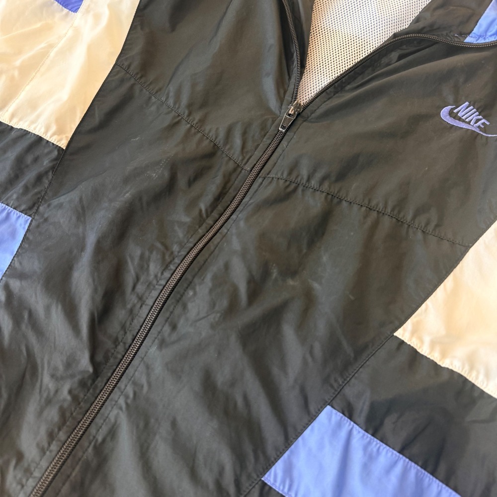 Vintage Nike Windbreaker Jacket Mens Medium Black Blue Colorblock 90s Sportswear - Picture 9 of 9
